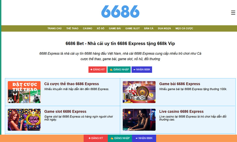 6686 Express - Thương hiệu giải trí cá cược hàng đầu Việt Nam